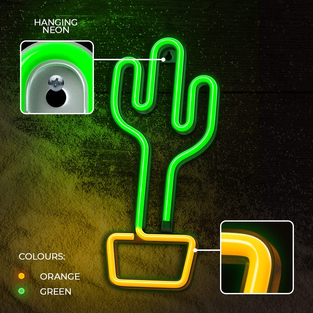 378662_oryg Neon LED Light CACTUS orange green Bat + USB FLNE02 Forever Light