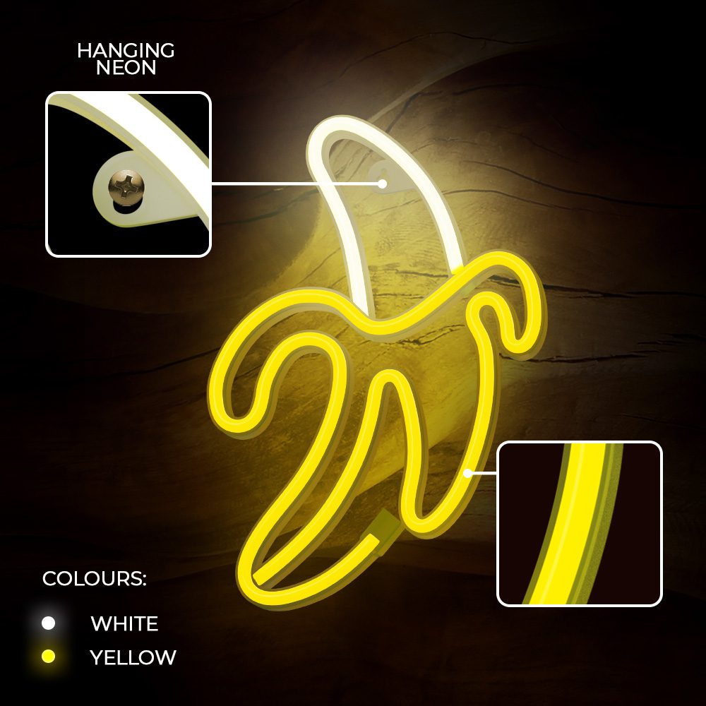 378697_oryg Neon LED Light BANANA white yellow Bat + USB FLNE10 Forever Light