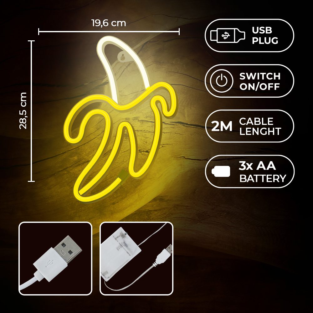378698_oryg Neon LED Light BANANA white yellow Bat + USB FLNE10 Forever Light