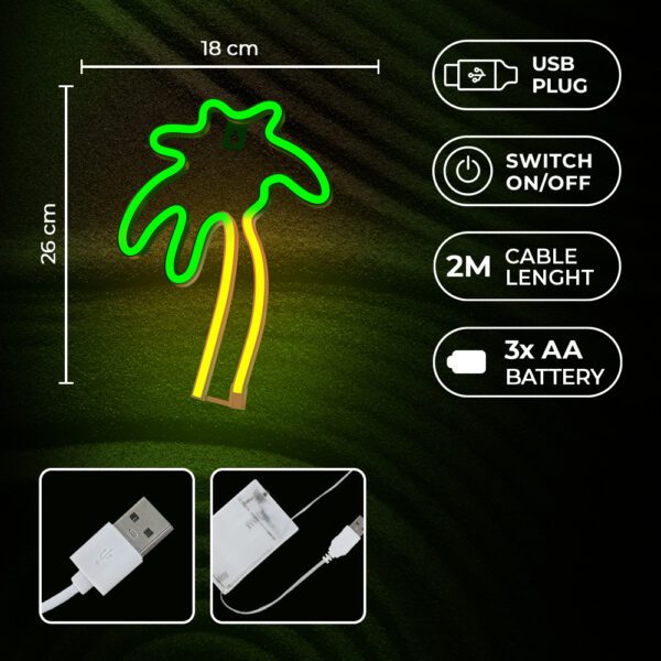 Neon LED Light PALM green orange NNE04 Neolia
