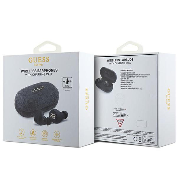 Guess Bluetooth earphones GUTWSP4EGK TWS ENC 4G PU METAL LOGO black