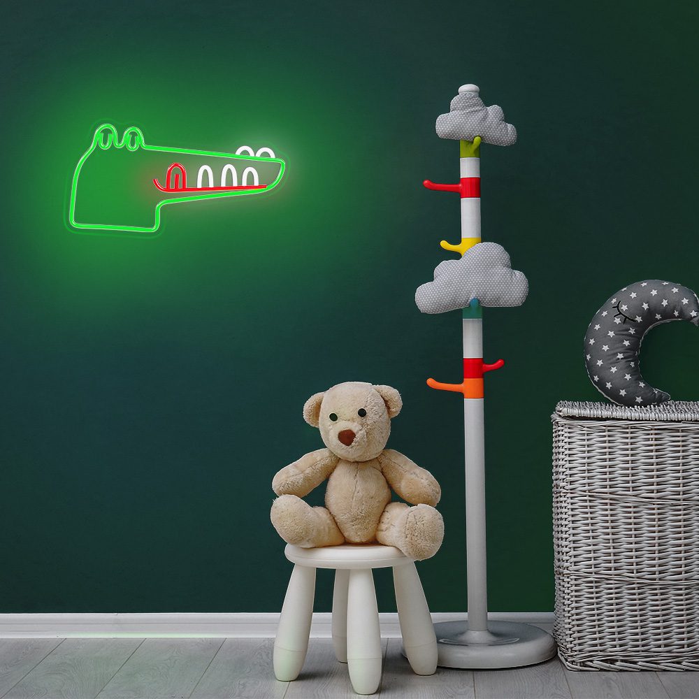 379393_oryg Neon PLEXI LED JURASSIC CROC green FLNJ03 Forever Light