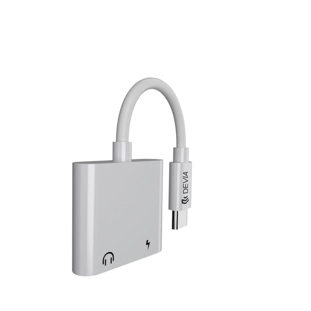 379396_oryg Devia adapter EC609 USB-C - USB-C (port) + USB-C (port) white
