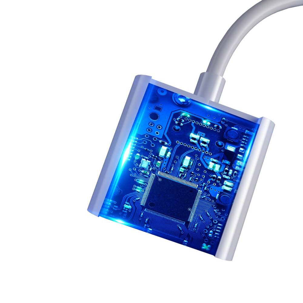379398_oryg Devia adapter EC609 USB-C - USB-C (port) + USB-C (port) white