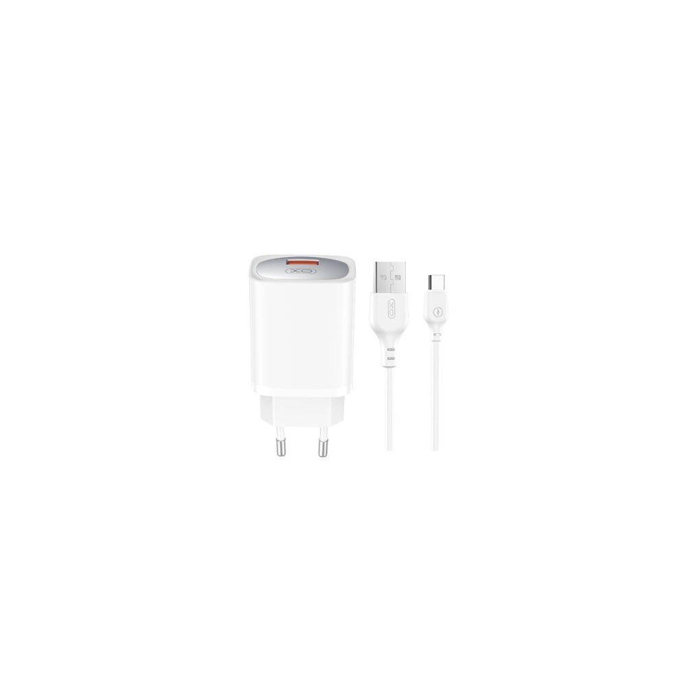 379741_oryg XO wall charger CE19 QC 18W 1x USB white + cable USB-C