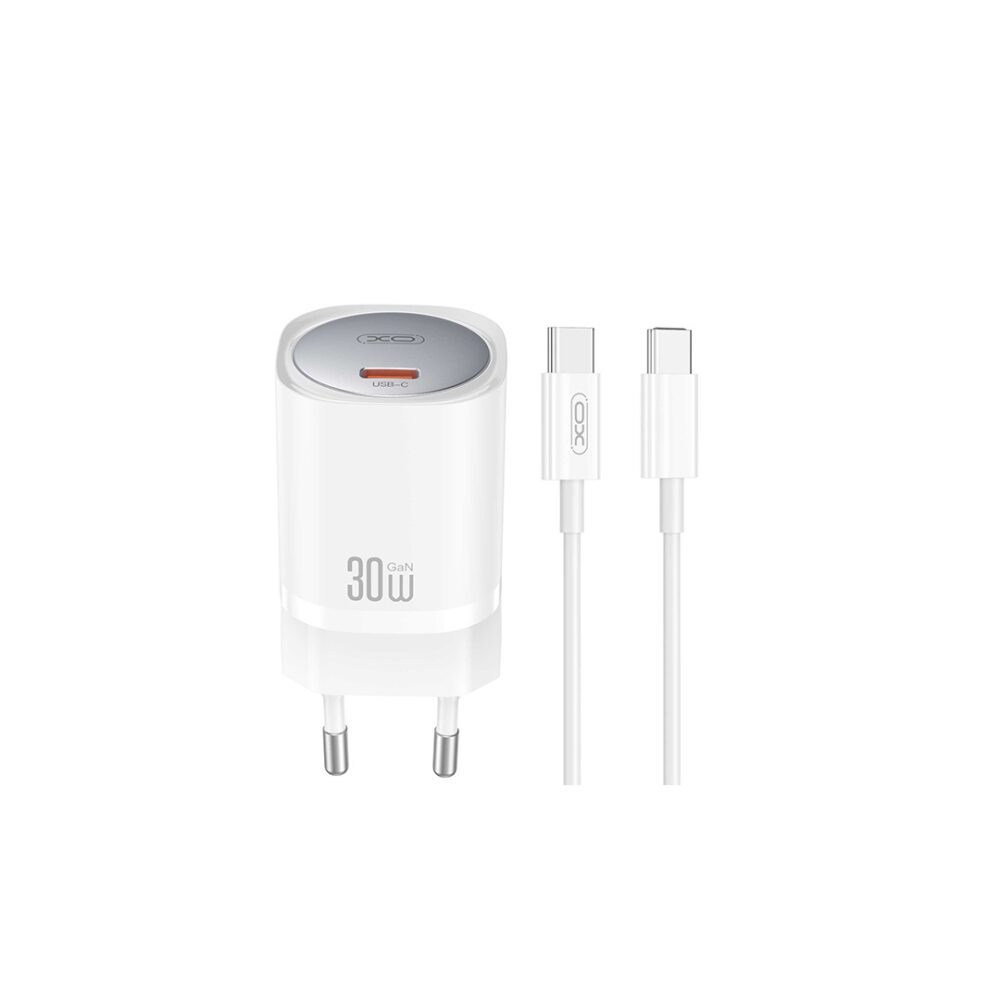 379752_oryg XO wall charger CE20 PD 30W 1x USB-C white + cable USB-C - USB-C