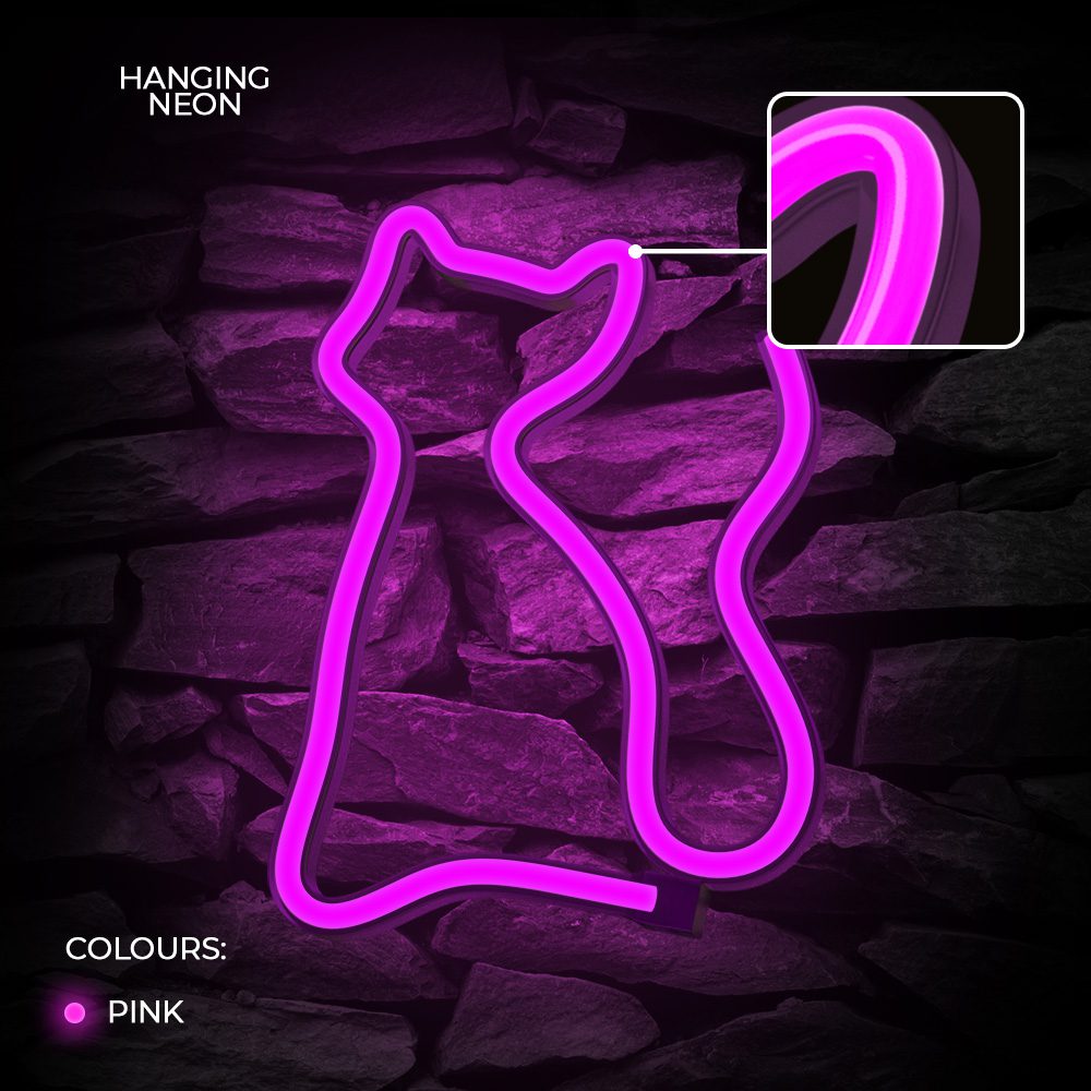 380429_oryg Neon LED Light CAT pink Bat + USB FLNE04 Forever Light