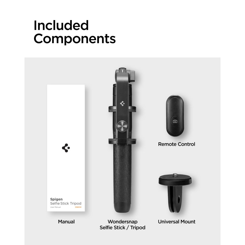 380608_oryg Spigen S560W Bluetooth selfie stick tripod black