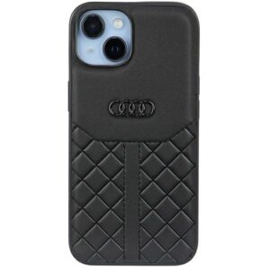 Audi case for iPhone 13 / 14 / 15 6,1" AU-TPUPCIP14-Q8/D1-BK black hardcase Genuine Leather