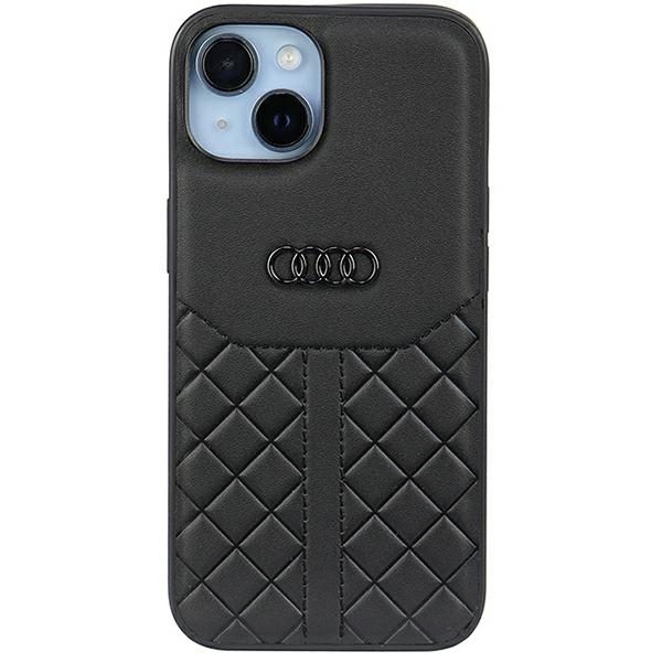 Audi case for iPhone 13 / 14 / 15 6,1" AU-TPUPCIP14-Q8/D1-BK black hardcase Genuine Leather