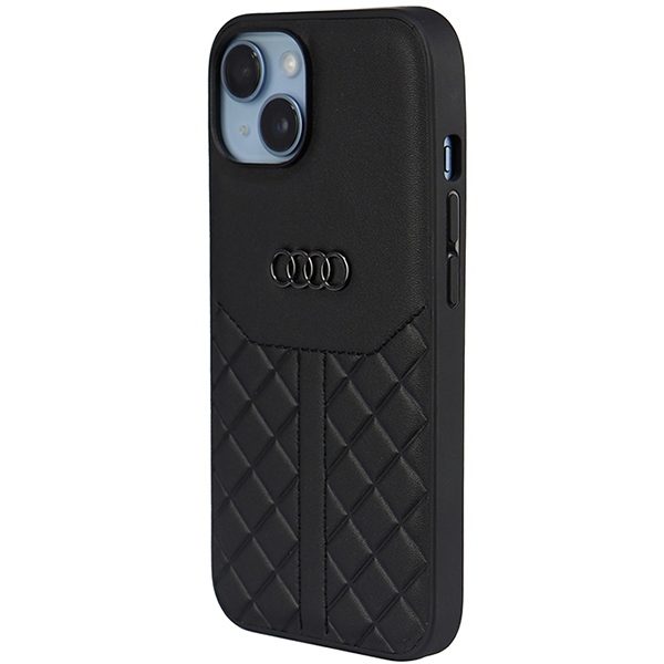 Audi case for iPhone 13 / 14 / 15 6,1" AU-TPUPCIP14-Q8/D1-BK black hardcase Genuine Leather