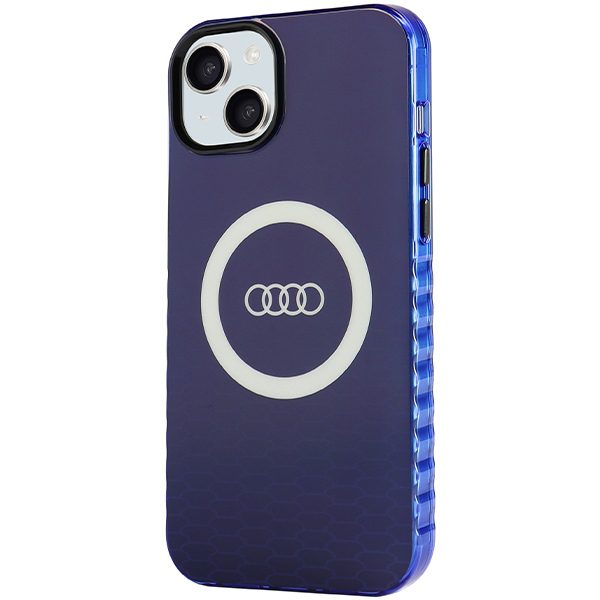 Audi case for iPhone 15 Plus 6,7" blue IML Big Logo MagSafe Case