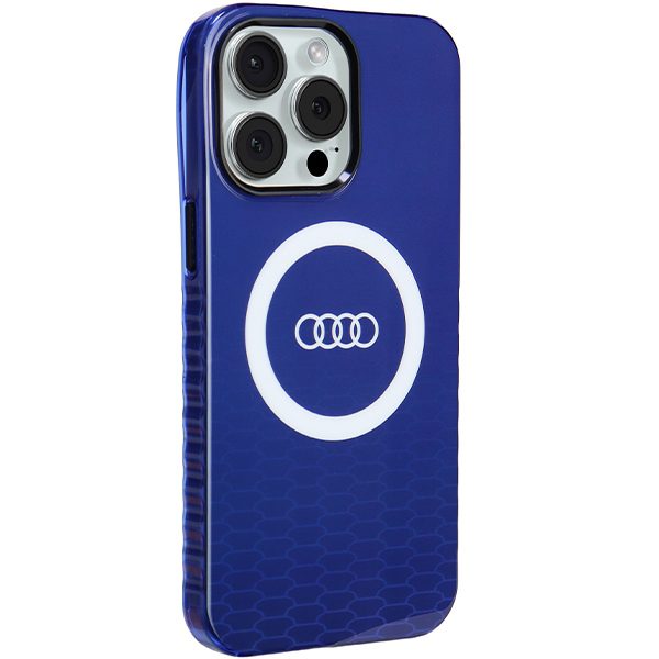 Audi case for iPhone 15 Pro Max 6,7" blue IML Big Logo MagSafe Case