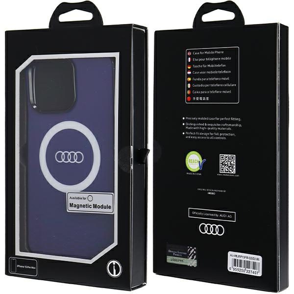 Audi case for iPhone 15 Pro Max 6,7" blue IML Big Logo MagSafe Case
