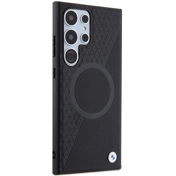 BMW case for Samsung Galaxy S24 Ultra black Signature Leather Half Textured & Circle MagSafe