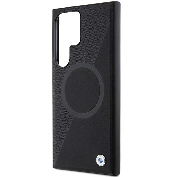BMW case for Samsung Galaxy S24 Ultra black Signature Leather Half Textured & Circle MagSafe