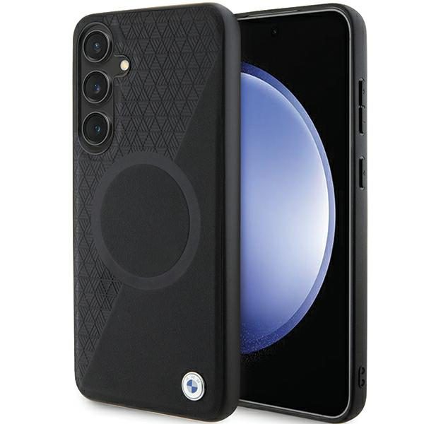 380918_oryg BMW case for Samsung Galaxy S24 Plus black Signature Leather Half Textured & Circle MagSafe