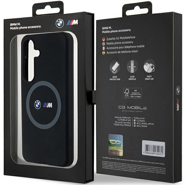 BMW case for Samsung Galaxy S24 black M Silicone Printed Ring MagSafe