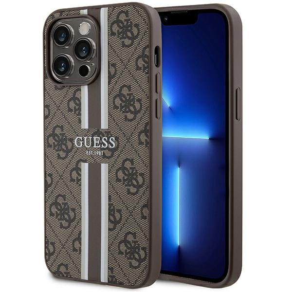 381074_oryg Guess case for iPhone 15 Pro Max 6,7" GUHMP15XP4RPSW brązowa HC MAGSAFE 4G PRINTED STRIPES