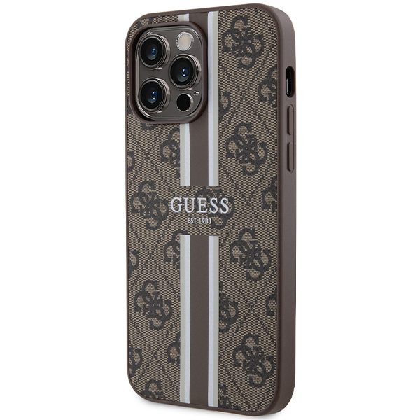 381075_oryg Guess case for iPhone 15 Pro Max 6,7" GUHMP15XP4RPSW brązowa HC MAGSAFE 4G PRINTED STRIPES