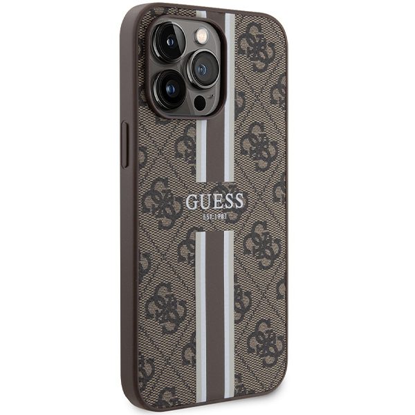 381077_oryg Guess case for iPhone 15 Pro Max 6,7" GUHMP15XP4RPSW brązowa HC MAGSAFE 4G PRINTED STRIPES