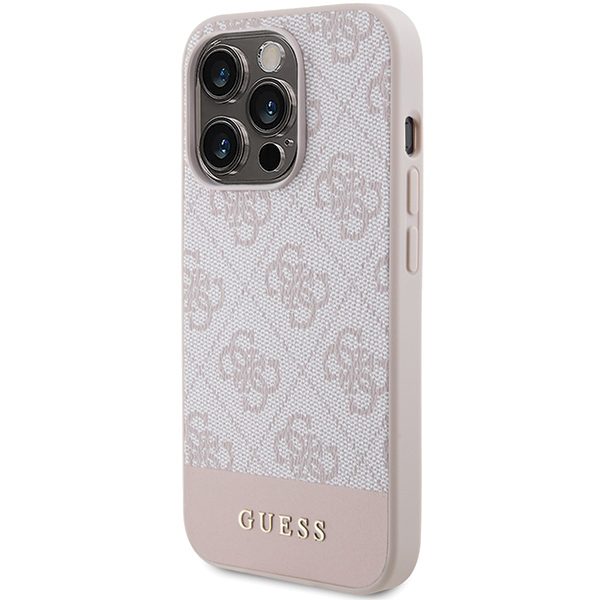 Guess case for iPhone 15 Pro 6,1" GUHCP15LG4GLPI pink HC PC/TPU 4G PU BOTTOM STRIPE