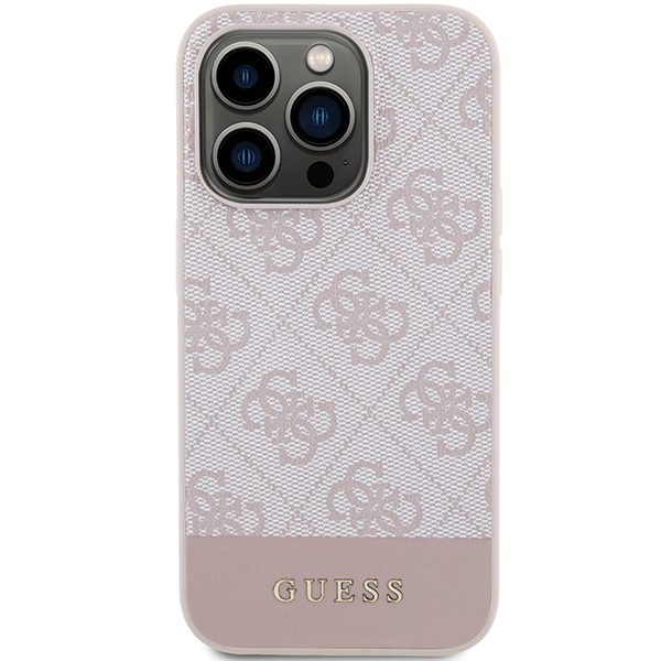 Guess case for iPhone 15 Pro 6,1" GUHCP15LG4GLPI pink HC PC/TPU 4G PU BOTTOM STRIPE