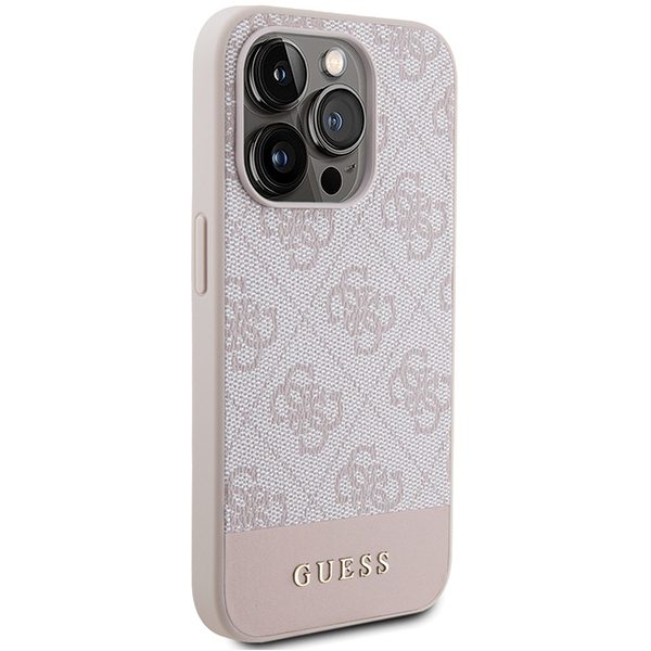 Guess case for iPhone 15 Pro 6,1" GUHCP15LG4GLPI pink HC PC/TPU 4G PU BOTTOM STRIPE