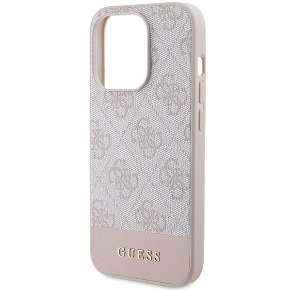 Guess case for iPhone 15 Pro 6,1" GUHCP15LG4GLPI pink HC PC/TPU 4G PU BOTTOM STRIPE