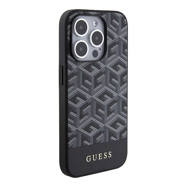 Guess case for iPhone 14 Pro Max 6,7" GUHMP15XHGCFSEK black HC MAGSAFE GCUBE PU STRIPE