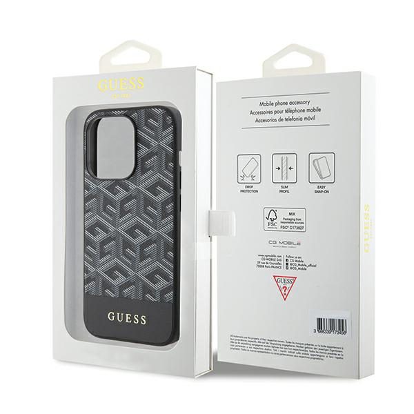 Guess case for iPhone 14 Pro Max 6,7" GUHMP15XHGCFSEK black HC MAGSAFE GCUBE PU STRIPE