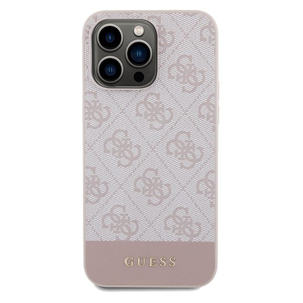 Guess case for iPhone 14 Pro Max 6,7" GUHCP14XG4GLPI pink HC PC/TPU 4G PU BOTTOM STRIPE