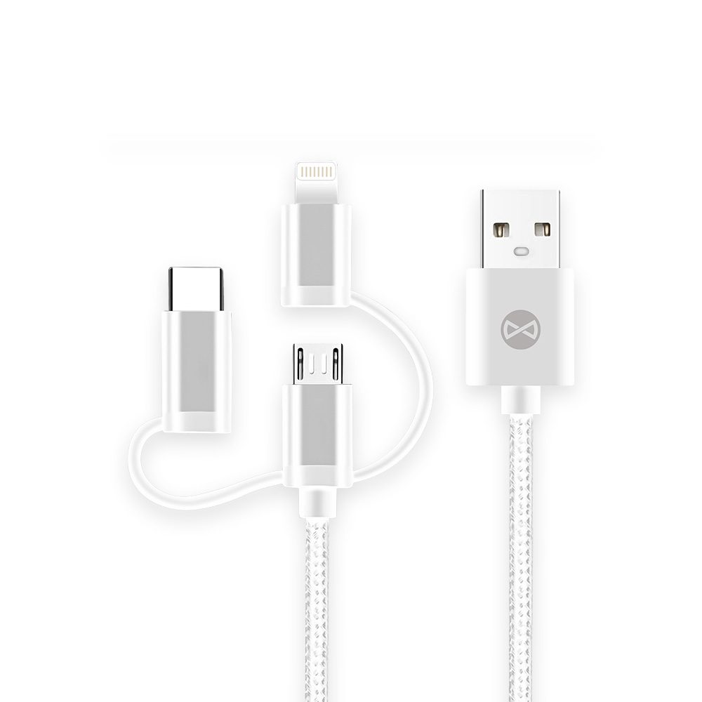 381170_oryg Forever 3in1 cable USB - Lightning + USB-C + microUSB 1,0 m 1,5A white