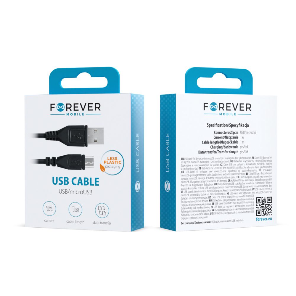 Forever cable USB - microUSB 1,0 m 1A black
