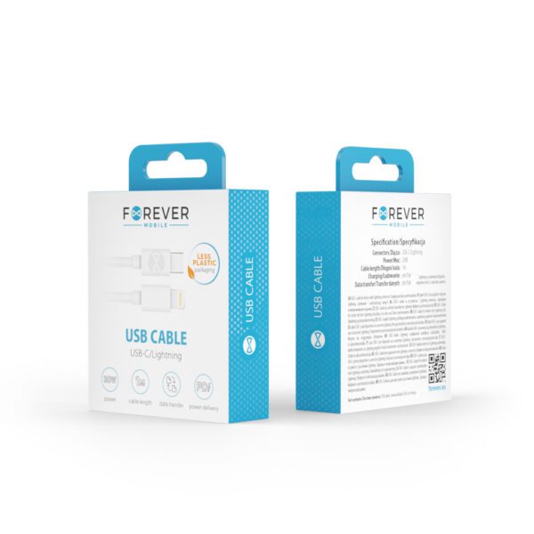 Forever cable USB-C - Lightning 1,0 m 20W white