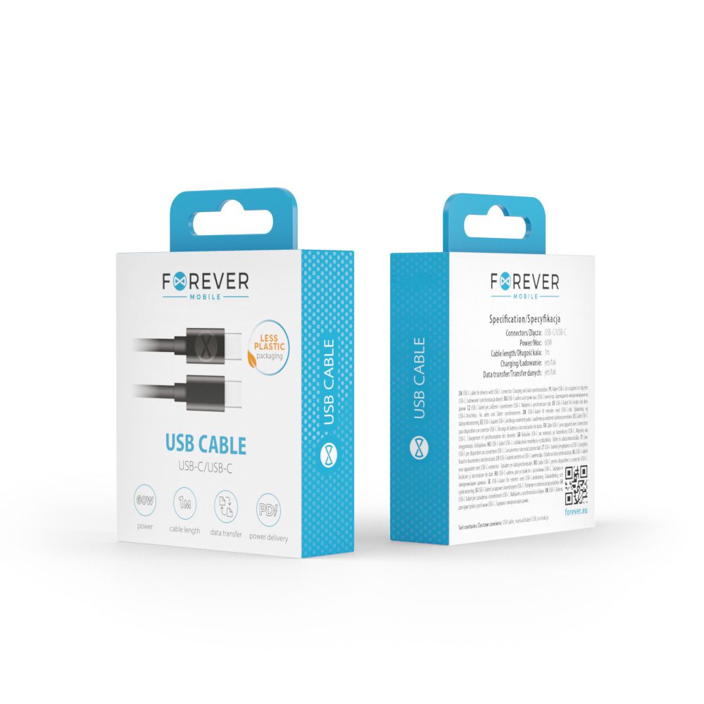 381192_oryg Forever cable USB-C - USB-C 1,0 m 60W black