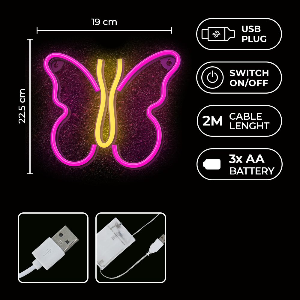 382258_oryg Neon LED Light BUTTERFLY pink NNE03 Neolia