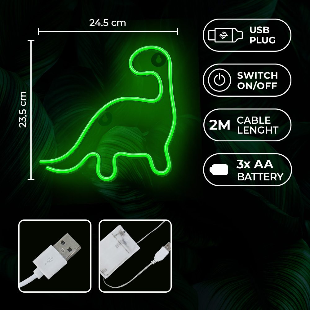 382297_oryg Neon LED Light DINOSAUR green NNE01 Neolia