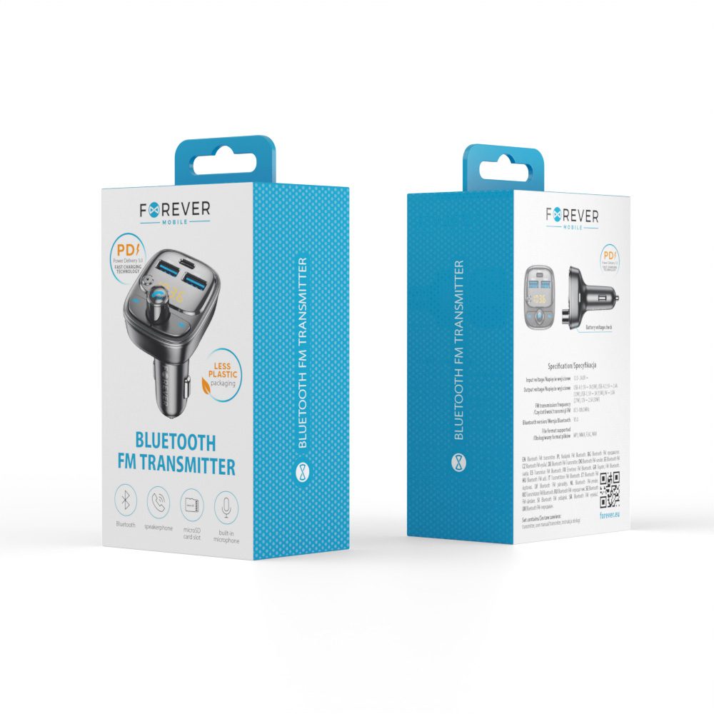 382735_oryg Forever FM transmitter Bluetooth 2 x USB-A 1 x USB-C PD 30W TR-370 black