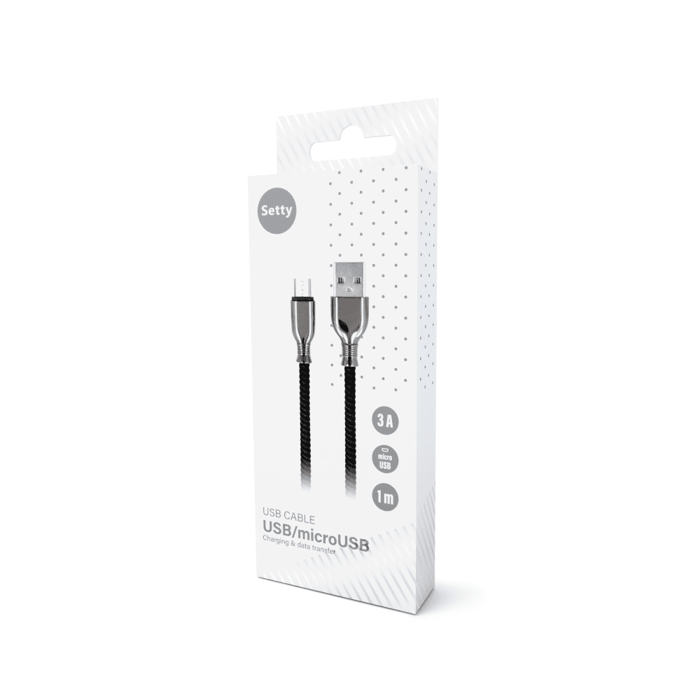 Setty cable USB - microUSB 1,0 m 3A FC-M black