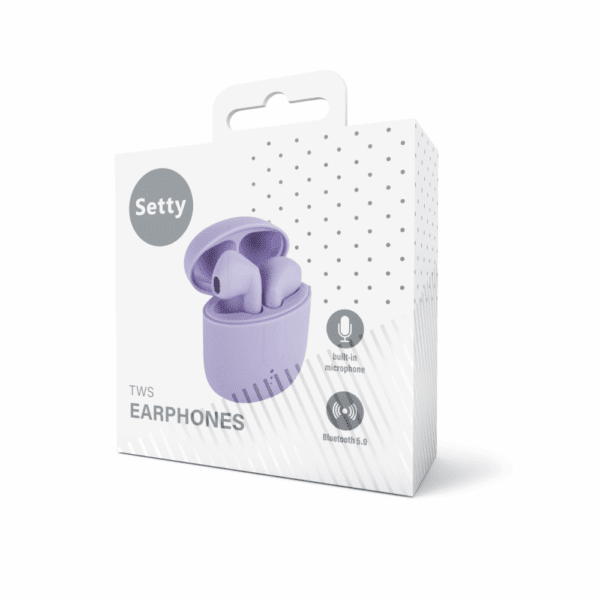 Setty Bluetooth earphones TWS with a charging case STWS-19 lilac