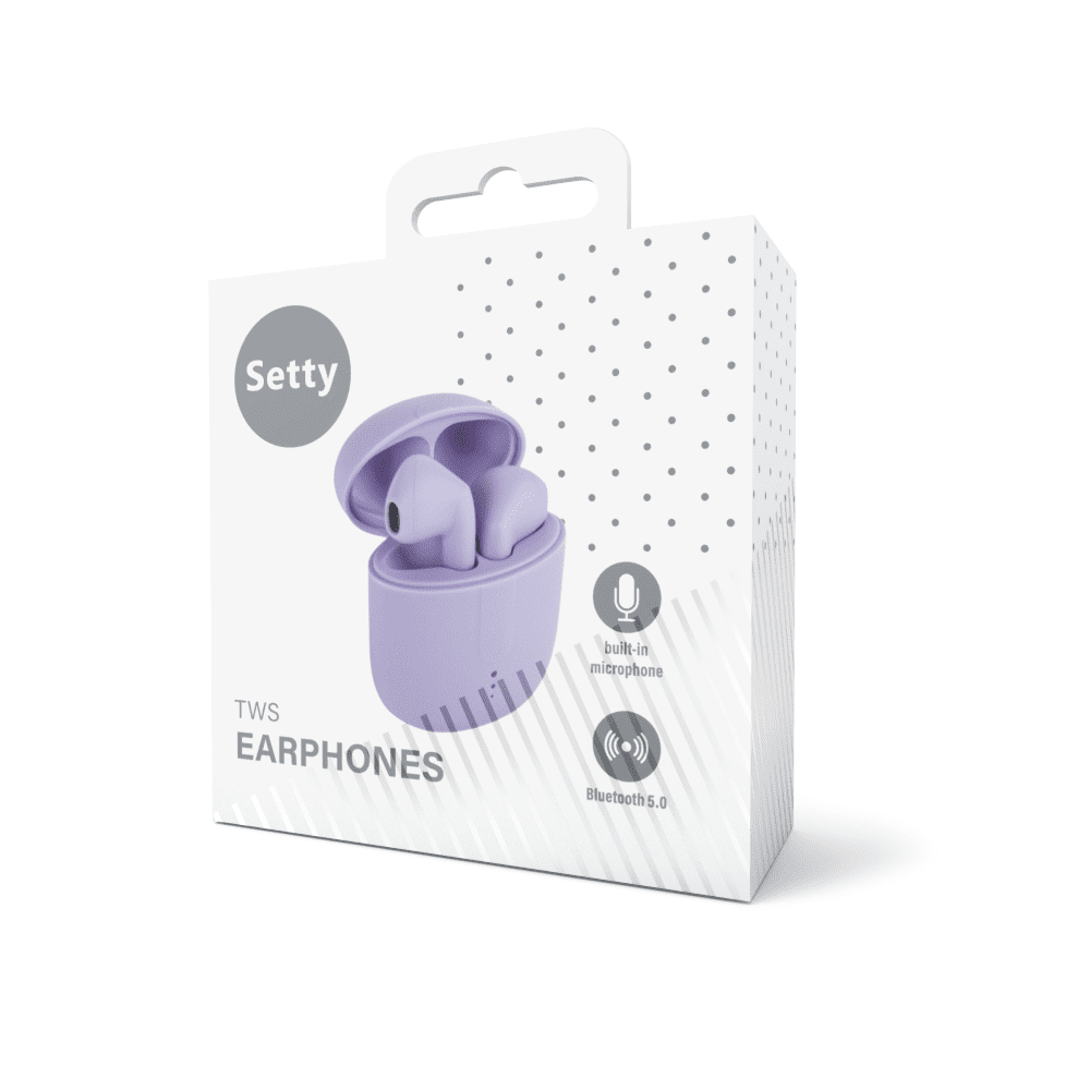 Setty Bluetooth earphones TWS with a charging case STWS-19 lilac