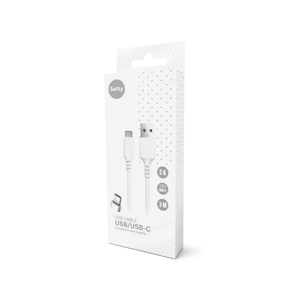 383141_oryg Setty cable USB - USB-C 3,0 m 2A white NEW