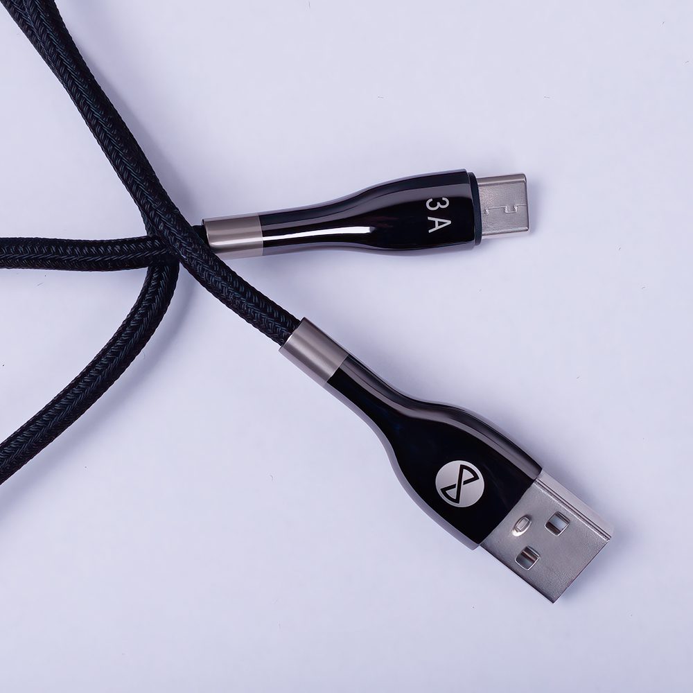 Forever Sleek cable USB - USB-C 1,0 m 3A black