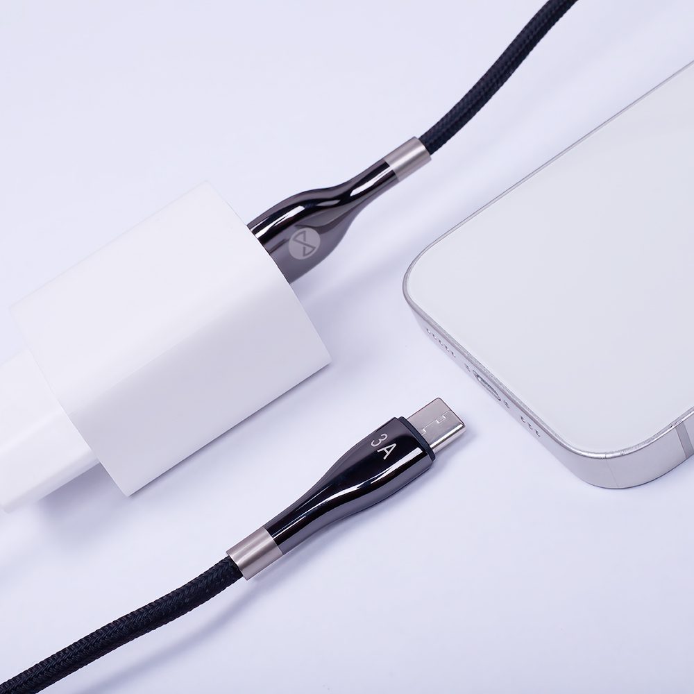 Forever Sleek cable USB - USB-C 1,0 m 3A black