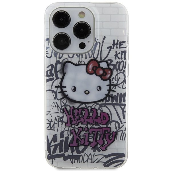 Hello Kitty case for iPhone 15 Pro 6,1" white hardcase IML Kitty On Bricks Graffiti