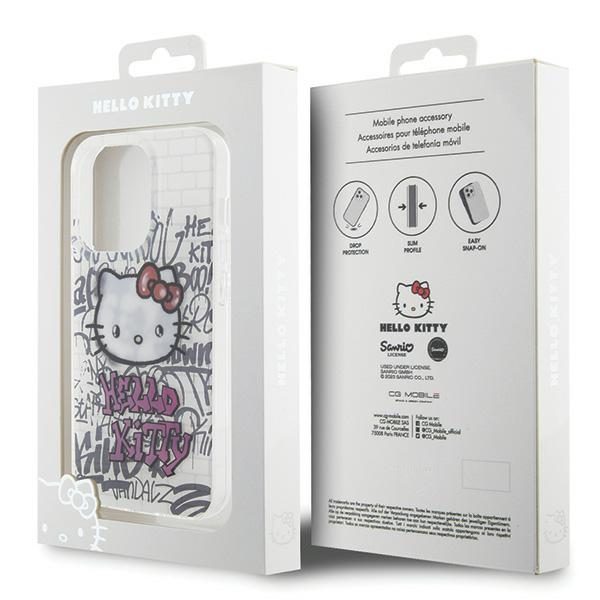 Hello Kitty case for iPhone 15 Pro 6,1" white hardcase IML Kitty On Bricks Graffiti
