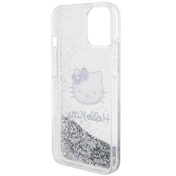 Hello Kitty case for iPhone 15 / 14 / 13 6,1" silver hardcase Liquid Glitter Charms Kitty Case Head