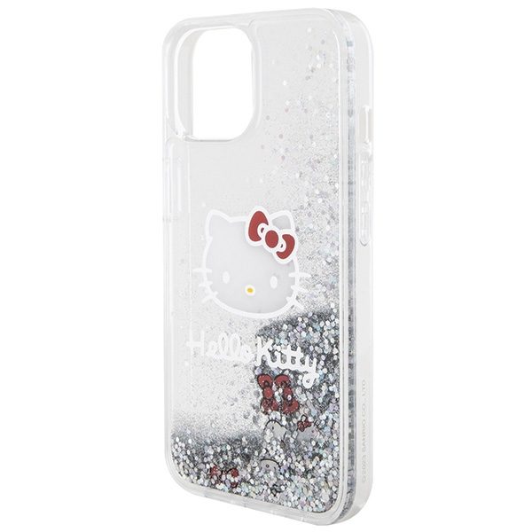 Hello Kitty case for iPhone 15 / 14 / 13 6,1" silver hardcase Liquid Glitter Charms Kitty Case Head