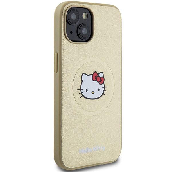 Hello Kitty case for iPhone 14 / 15 / 13 6,1" gold hardcase Leather Kitty Case Head MagSafe